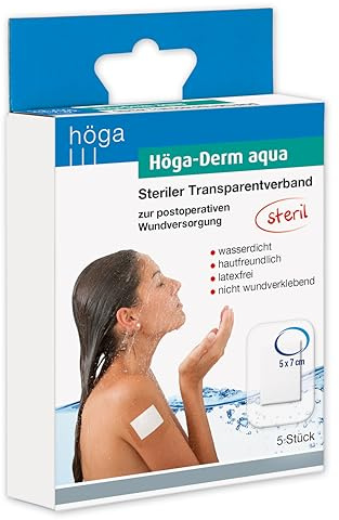 Höga Derm aqua, steriler Transparentverband mit Wundauflage, 5 cm x 7 cm, 5 Stück