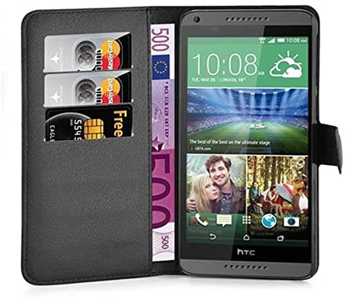 Cadorabo Hülle kompatibel mit HTC Desire 820 Handyhülle aus Premium Kunst Leder Flip Klappbare Stoßfeste Magnetische [Standfunktion] [Kartenfächern] Cover Hülle für HTC Desire 820 Tasche in Schwarz