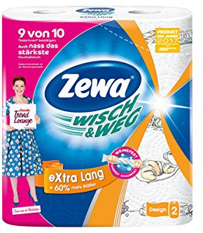 Zewa Wisch und Weg Lot de 2 rouleaux de papier essuie-tout ultra longs et absorbants 2 x 72 feuilles
