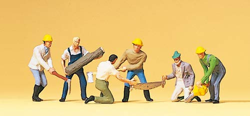 Preiser 10042 Lumberjacks (6) with Tools & Log Exclusive Figure Set