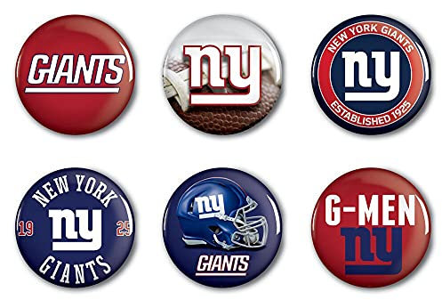 Offizielle NFL New York Giants Button, Anstecker, Pins als 6er Set