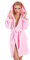 Damen Bademantel kurz mit Kapuze - flauschiger Saunamantel Morgenmantel Nachtwäsche Diana (2XL, Rosa)