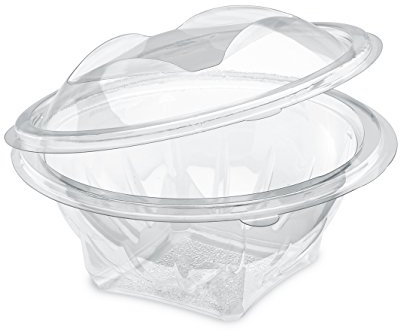 GUILLIN - SEKIPACK SLR500C* SACHET DE 50 Bol Salade 500cc A Couvercle Charniere Sécable, Polyéthylène, Transparent, 15,5 x 15,5 x 8,5 cm