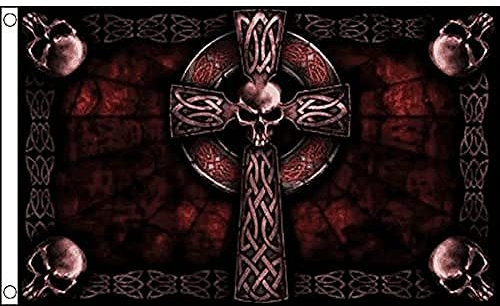 AZ FLAG - Flagge Totenkopf Mit Christlichem Kreuz - 150x90 cm - Pirat Fahne 100% Polyester mit Messing-Ösen - 110g