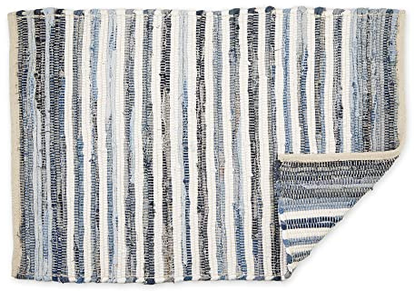 DII Chindi Home Collection Handwoven Multicolor Area Rag Run, 2x3', Denim
