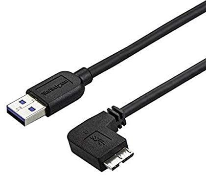 StarTech.com 0.5m 20in Slim Micro USB 3.0 Cable M/M - Right-Angle Micro-USB - USB 3.0 A to Micro B - Angled Micro USB 3.1 Gen 1 5Gbps (USB3AU50CMRS),Black
