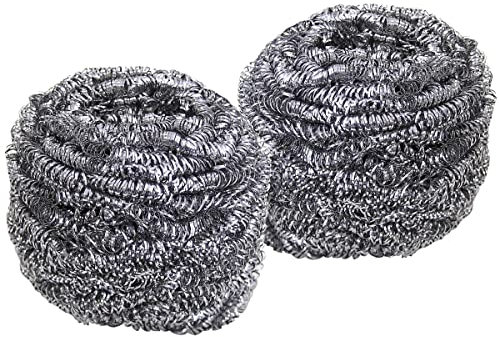 Fackelmann 60131 Lot de 2 éponges inox pour faire la vaisselle, éponge inox, éponge grattoir, éponge de cuisine,