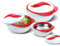 Pinnacle-Bol de service à salade/soupe Bol isotherme avec couvercle Excellent bol pour vacances, dîner et fête ~ Lot de 3 (Rouge)