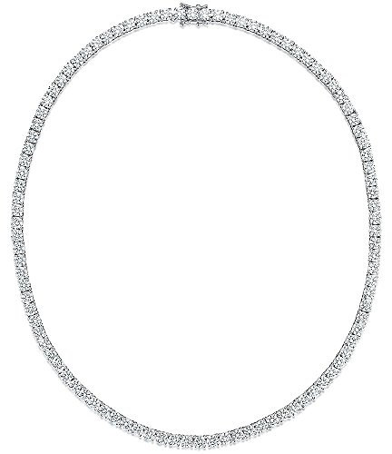JOOLS by Jenny Brown ® - Silberne Tennis-Halskette mit 4 mm feinsten weißen Zirkonia-Steinen