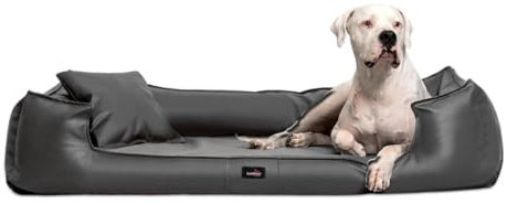 tierlando® Goofy Easy CLEAN – Orthopädisches Hundebett aus Kunstleder mit Matratzenschoner – für mittelgroße und große Hunde Größe: 130x100cm Farbe: 02 Graphit