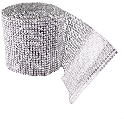 RayLineDo® Band mit Strasssteinen, 24 Reihen, Netzstoffband, als Kuchendekoration, für Partys, Dekoration, Hochzeit, 9,1 m