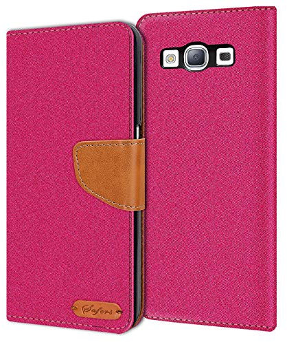 Conie Samsung Galaxy S3 / S3 Neo Hülle für Galaxy S3 / S3 Neo Tasche, Textil Denim Jeans Look Booklet Cover Handytasche Klapphülle Etui mit Kartenfächer, Pink