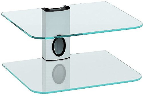 Goldline Glass Shelves Wall Mount Shelves for bedroom Living Room,2X Stylish White Floating WiFi Router Stand and Speaker Shelf for Home and Office