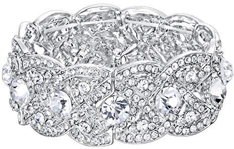 EVER FAITH österreichischen Kristall Hochzeit Stretch Armband klar - Silber-Tone N02751-1