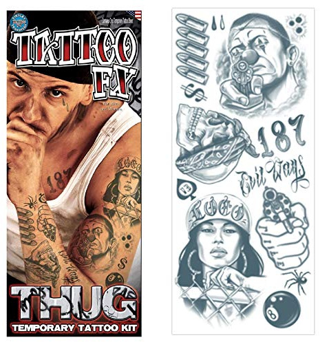 Epic Armoury MW-130062 18 und Life Prison Temporary Tattoo Kit Transfer, Unisex Erwachsene