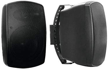OMNITRONIC OD-4 Wandlautsprecher 8Ohm schwarz 2x | Wetterfestes Lautsprecherpaar mit Halterung, 4 Woofer, 0,5 Horn, 30 W RMS