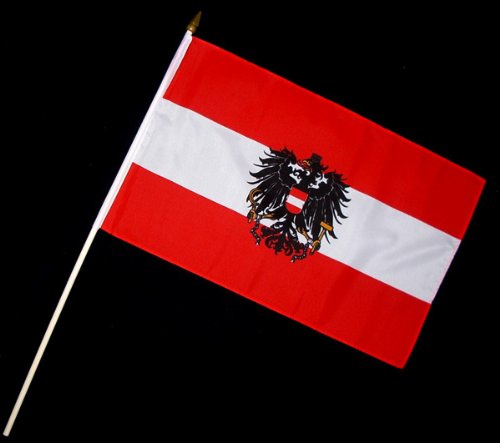 Stock-Flagge 30 x 45 : Oesterreich mit Adler (Österreich)