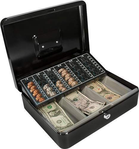 Barska 12 Zoll Cash Box und Etikettiert 6 Fach Tablett mit Schloss und Schlüssel