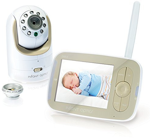 Infant Optics DXR-8 Video Baby Monitor, Non-WiFi Hack-Proof FHSS Connection, Interchangeable Lenses, Pan Tilt Zoom, LED Sound Bar, Night Vision, and Two-Way Talk