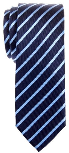 Retreez Herren Schmale Gewebte Krawatte Regimentsstreifen Gestreifte 5 cm - marineblau mit hellblau Gestreifte