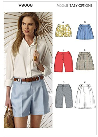 Vogue Patterns V9008 E5 Sizes 14/16/ 18/20/ 22 Misses Shorts, Multi-Colour