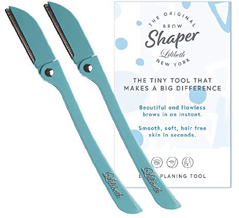 Lilibeth Brow Shaper - Dermaplaning Blades for Face - Face Shaver for Women - Dermaplaning Tool for Women - Pack of 2 Derma Blades (Aqua)