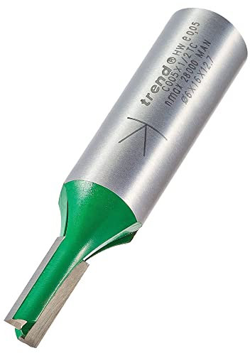 Trend CraftPro C005X1/2TC Fräser-Bit, gerader Zweischneidfräser, 1,27 cm Schaft, 6 mm Schnittdurchmesser und 16 mm Schnittlänge, Wolframkarbidspitze