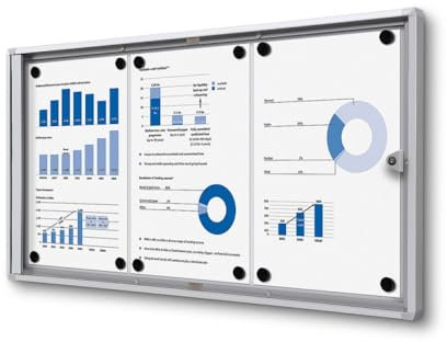 Schaukasten innen 3x DIN A4 | stabil & abschließbar | Info-Vitrine mit SAN-Glasfront | magnetische Rückwand, beschreibbar | ideal für Innenbereich & Wandmontage