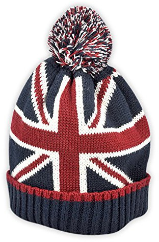 Beanie Hat with Union Jack Design and Bobble