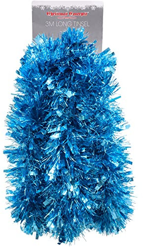 Christmas Concepts® 3m / 9.8ft Klobig/Feines Weihnachtslametta - Weihnachtsdekoration - Hochwertige Lametta (Türkis)