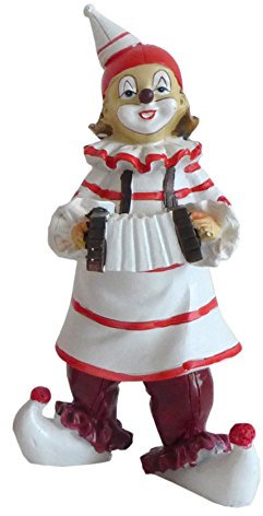 Niedliche Dekofigur ~ Musik Clown ~ Karneval Köln Harlekin Deko Figur Pauke Bass (Modell: mit Akkordeon)