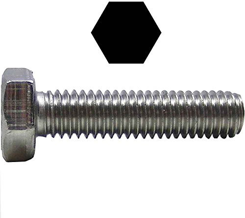 Sechskantschrauben M12 X 50 DIN 933 Edelstahl A2 (5 Stück) - V2A Maschinenschrauben mit Gewinde bis Kopf