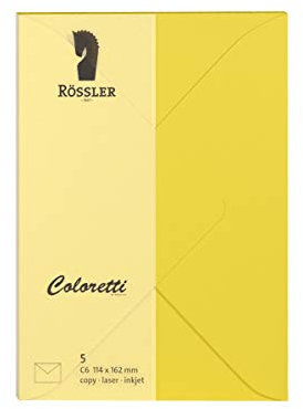 Rössler 220705543 - Coloretti Briefumschläge, 80 g/m², DIN C6, goldgelb, 5 Stück