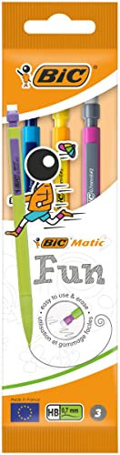 BIC Matic Fun Porte-Mines 0,7 mm HB - Couleurs Assorties, Pochette de 3