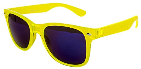 Ciffre Sonnenbrille Nerdbrille Nerd Retro Look Brille Pilotenbrille Vintage Look - ca. 80 verschiedene Modelle Gelb Transparent Blau Verspiegelt