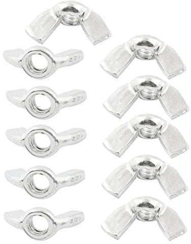 Sourcingmap 1/4 Inch Female Thread Wingnut Butterfly Wing Nut Silver Tone 11pcs