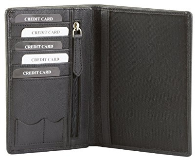 KORUMA RFID Passport Holder Smooth Shiny Genuine Leather Travel Wallet UK with RFID Blocking and Gift Box - for UK and European passports (KUK-83BL) Black