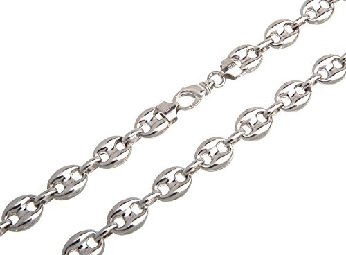 Kaffeebohnenkette Silberkette Breite 11,5mm - 925 Silber Länge wählbar von 40cm-100cm