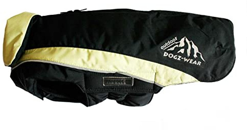 Wintermantel - Winterjacke - für Hunde, Skijacke - Winterkleidung für Hunde (80 cm Rückenlänge, schwarz / lime)