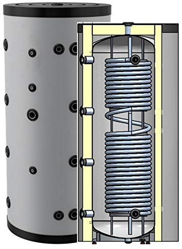 Hygienespeicher, Boiler mit Edelstahlwellrohr zur legionellenfreien Trinkwasseraufbereitung ohne zusätzlichen Wärmetauscher, Pufferspeicher, Trinkwasserspeicher 500 Liter