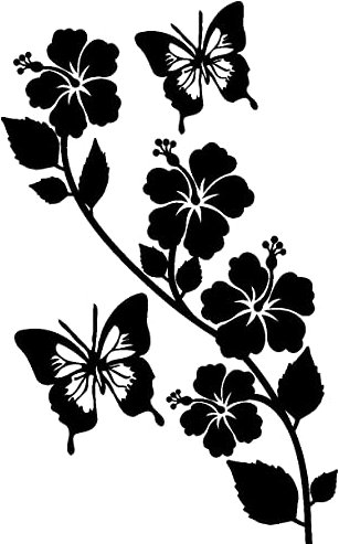 Samunshi® Blumenranke Wandtattoo kurz 19 x 30cm schwarz