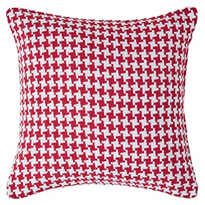 HOMESCAPES Red Houndstooth Cushion Cover, 100% Cotton, 24 x 24 Inches, A Great Fit for Sofa or Settee Cushion, or as Display Cushion for your Bed or Conservatory