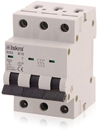 Sicherungsautomat Leitungsschutzschalter MCB Eco-Line, 16A, Typ B, 3-polig, 400V, bietet effektiven Schutz, 1 Stück