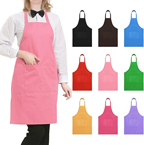 HMILYDYK Kochschürze, Unisex-Modell, Schürze mit praktischer Tasche, Langlebig, Grillen und Backen Rosa