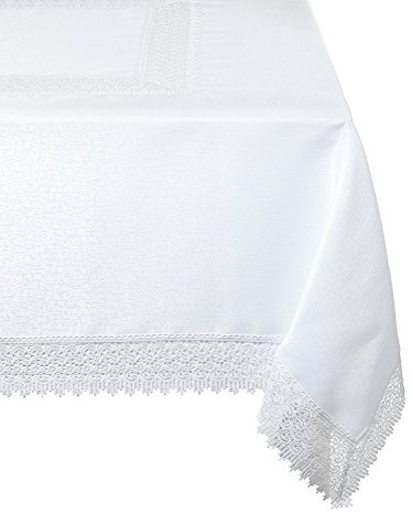 Violet Linen Treasure Lace Tischdecke, rechteckig, 178 x 223 cm, Weiß