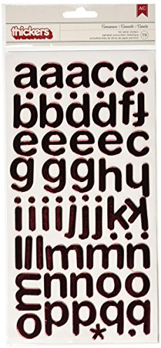 American Crafts Buchstaben-Aufkleber, Dicker Folie, Spanplatte, Zimt-Metallic Granatapfel