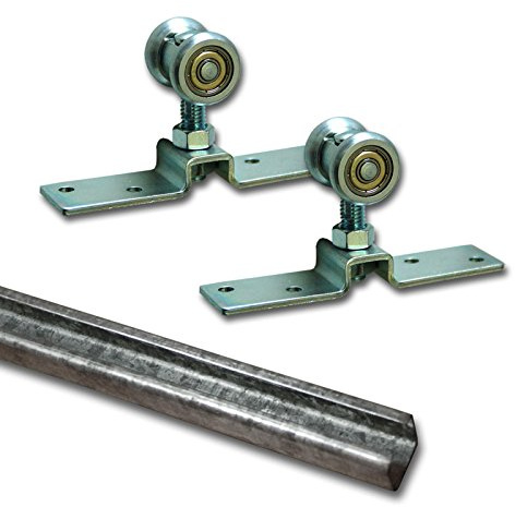 Teilemagnet Schiebetür Beschlagset Laufwagen | Laufschiene 200 cm Stahl | max. 55 kg