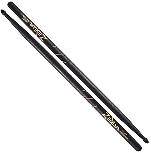 Zildjian 5A Hickory Drumsticks - Wood Acorn Tip - Black