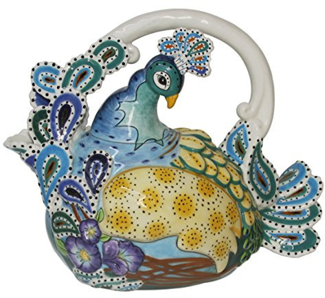 Blue Sky Ceramic Teekanne Pfau, 26,7 x 15,2 x 22,9 cm, Blau