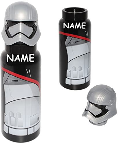 alles-meine.de GmbH 3-D Effekt Alu Trinkflasche - Star War - Trooper/Stormtrooper - incl. Name - 700 ml - aus Aluminium - für Kinder & Erwachsene - Clone Wars/Flasche J..